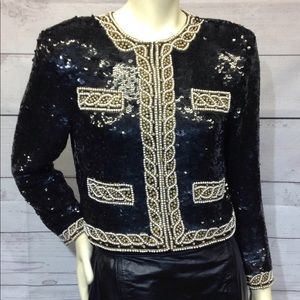 Vtg Scarlet Rage Sequin Beaded Top Size S